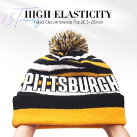 Aoryalps Vintage Pittsburgh Team Knit Beanie, Unisex Sports Knit Hat, Soft Cotton,One Size, Great Stretch,Classic Fan Gift