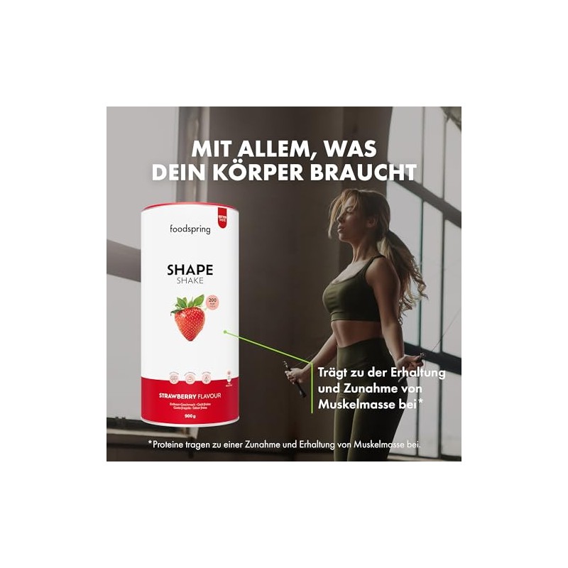 foodspring Shape Shake Erdbeere ‚Äì Vollwertiger Mahlzeitenersatz-Shake zur Gewichtskontrolle mit