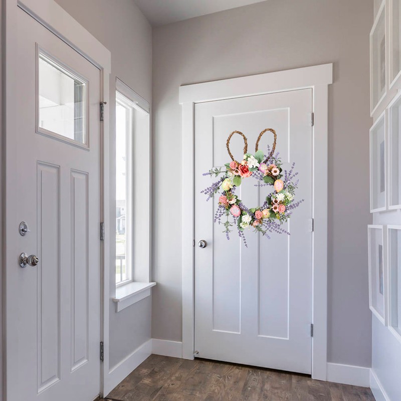 Bunny Egg Easter Wreath Simulation Lavender Wreath Decoration for Door