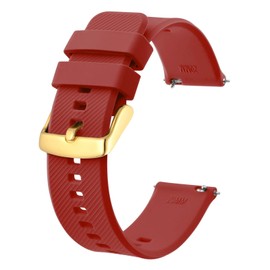 BISONSTRAP Watch Strap 22mm, Quick Release Silicone Watch Bands for Men Women (Wine Red, Gold Buckle)
