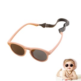 Baby Sunglasses Ages 6 Months-3 Years,Toddler Round Sunglasses,Polarized Rubber Durable UV Protection for Kids,Childrens,Girls,Boys,Sun Glasses for Infant Girl Flexible Frame Sunglass With Strap,Pink