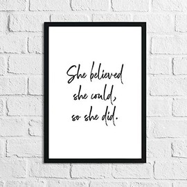 JasonCarlMorgan WinsterCreations She Believed She Could So She Did Inspirational Wall Decor Quote Print A5 Normal