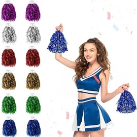 1Pc Blue Cheerleading Pom Poms, Adults Pom Poms,Cheer Pom Poms, Plastic Handles, Rooters Cheering Squard Team Spirit Sports Poms, Blue Pom Poms, Pom Poms Cheerleading, Poms Cheer