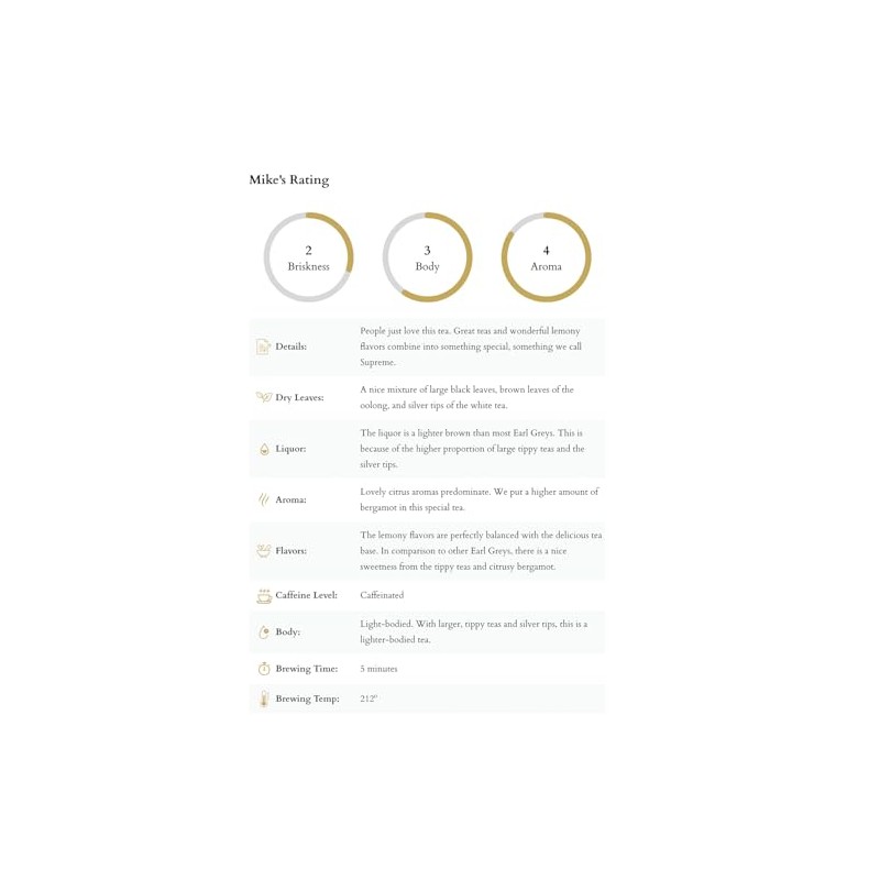 Harney & Sons Black Tea, Earl Grey Supreme with Silver