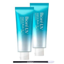 Aqua Rich Watery Essence Lightweight Daily Face Serum for Radiance & Hydration, Silky Invisible Finish, 2.46 oz (70g) and Vitaboost™ Makeup Brushes (Pack of 2)