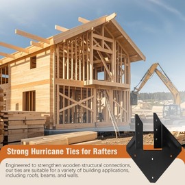 Garaook 14-Gauge(2MM) Stronger Hurricane Ties for Rafters, 25 Pack Hurricane Straps Brackets, Hot Dip Galvanized Powder Coating Hurricane Clips Joist Hangers for 2X Deck Joists, Roof Trusses, Black