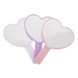 DECHOUS 3pcs Heart Shaped Handheld Cosmetic Mirrors Lightweight Portable Travel Makeup Mirrors with Handle for Women Birthday Party Favors Scratch Resistant Dressing Table Use