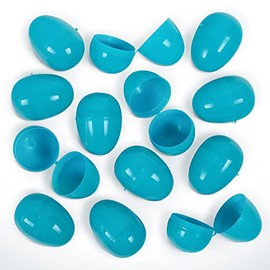 American Carnival Mart 100 Pack of Teal Bulk Hinged Easter Eggs in Poly Bag Fillable for Easter Egg Hunt and Tossing Gifts 2-1/3"