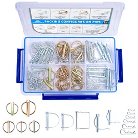 HaSaoMoi - 200Pcs Heavy Duty Pin Assortment Kit - Hitch Pins R Clip Hair Pins- Lynch Pins - PTO Pins - Shaft Locking Pins - for Trucks Trailers Tractors Mowers 3 Point Accessories, Vans etc