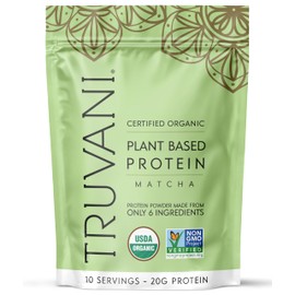 Truvani- Proteína Vegana de Guisante en Polvo  Matcha  20g Proteína Orgánica a Base de Plantas  10 Porciones  Keto  Gluten                            