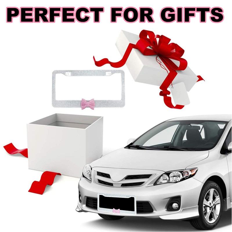 YCDKK 2 Pack Bling Rhinestone License Plate Frames for Women,