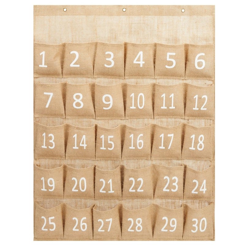 Juvale Cell Phone Storage for Classroom 30-Row Burlap Pocket Chart