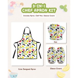 Royar beauty Kids Chef Set with Apron, Hat & Sleeves – Cooking & Baking Outfit for Toddlers to Teens, Kitchen Play & Crafts