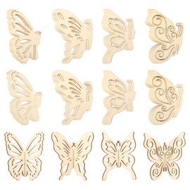 lasuroa 24st 3D Schmetterlinge aus Holz, 4 Stile DIY Rohling Schmetterling zum Basteln Frühlingsornamente Bemalen Unfertige für Kinder Erwachsene zum Bemalen von Dekorationen