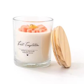 AIKUN Luxury Handmade Peony Flower Scented Candle Soy Wax Glass Jar Aromatherapy Candle for Wedding Giftcolor: Honey & Lemon, size: 9*10cm, scents: DESSERT, candle weight: 7.5oz