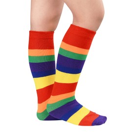 Crazy Socks for Kids Rainbow Toddler Silly Knee High Boys Girls Striped Cotton Colorful Socks for Child 6-8 Years