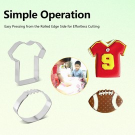 YAFIYGI Football Cookie Cutters Metal Jersey Uniform T-Shirt Shapes For Sports Competitions Cookie Cutters Kids Small Cutters for Funny Summer Cookies For Birthday Baking Food DIY Dough Biscuits Molds