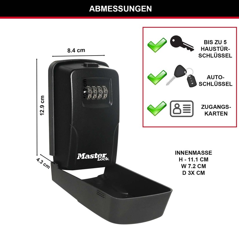 MASTER LOCK 5430EURD Wall Mounted Key Cabinet with Removable Cover