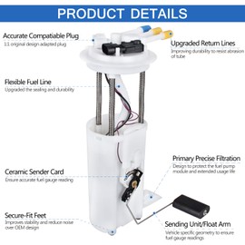 Fuel Pump Assembly W/Sensor OEM# E3542M Replacement for 2000 2001 2002 2003 2004 2005 Buick Century & Chevy Impala & Chevy Monte Carlo 3.1L/3.8L/3.4L；2001-2003 Pontiac Grand Prix 3.8L / 3.1L