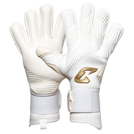 Catch & Keep Invictus Goalkeeper Gloves, Professional Football Gloves for Adults (Size 7-11), 4 mm Viper Grip for Hold in Rain and Wet, Negative Cut, Elastic Bandage (Invictus White Gold, 7)