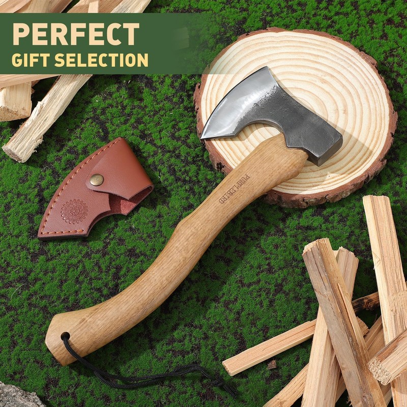 PURPLEBIRD Hatchet Axe with Sheath for Camping, 15 Inch Bushcraft