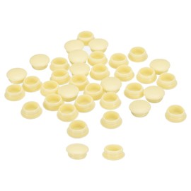 uxcell 150Pcs Screw Hole Plugs, 15mm(9/16") Dia Plastic Round Button Plugs Snap in Locking Hole Covers Flush Type Caps for Furniture Cabinet, Cream Color