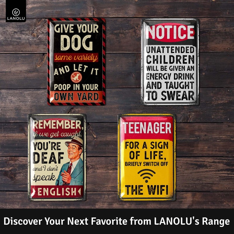 LANOLU Retro Tin Sign Remember Deaf English, Funny Signs with