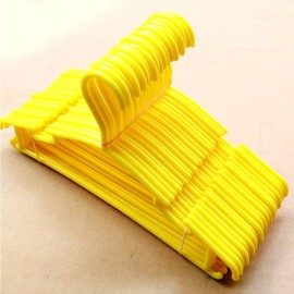 UxradG 10Pcs Anti Slip Wet Dry Organizer Hanger, Standard Tubular Plastic Hangers, Solid Color Clothes Coat Hangers for Children Toddler Baby(Yellow)