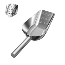 Matel pet dog cat food measuring scoop 1 cup,Food-grade 304 stainless steel material,Long handle and dishwasher-safe