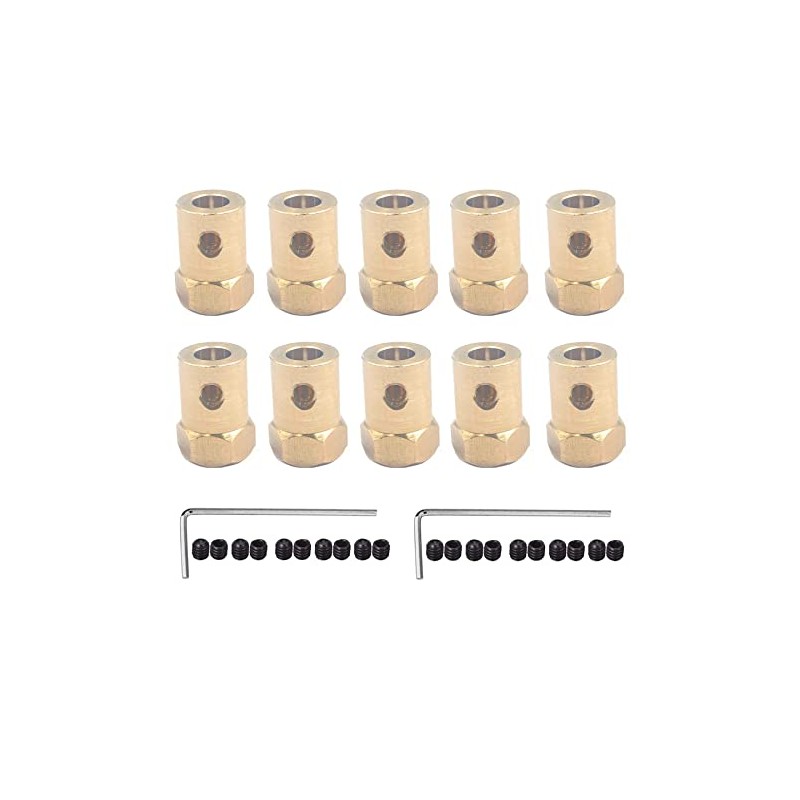 10Pcs 5mm Brass Hex Shaft Coupling Motor Flexible Coupler Joint