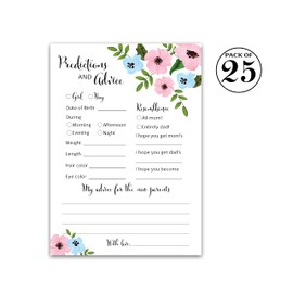 GENDER REVEAL Prediction and Advice Cards - Pack of 25 - Blue or Pink Baby Shower Games, New Parents, Mom & Dad to be, Mommy & Daddy Message, Couples Coed Shower Activity Keepsake Book G750-PDAV