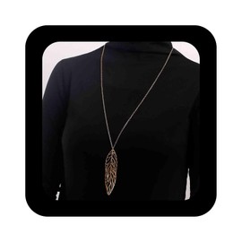 Cimenexe Bohemian Leaf Pendant Necklace Long Hollow Leaf Choker Necklace Gold Metal Leaf Chain Necklace Minimalist Cutout Leaf Necklace Jewellery for Women, Zinc, No Gemstone