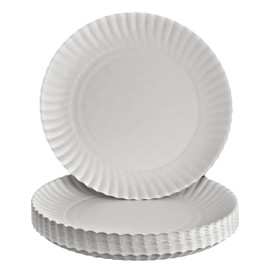Clarina Paper Plates Pack of 50 Round 23 cm White - Disposable Plates - Paper Plates - Party Plates