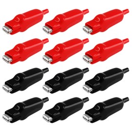 Kyuionty 12 Pcs Insulated Alligator Clips, 20A Electrical Test Alligator Clamp (Black and Red)