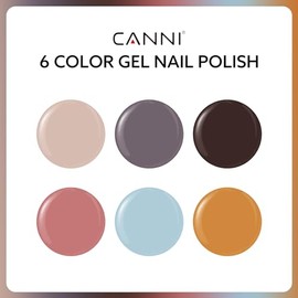 CANNI Juego de esmaltes de uñas de gel marrón de 6 colores de 9 ML libre de hema, kit de esmalte en gel marrón chocolate oscuro colores claros de otoñ
