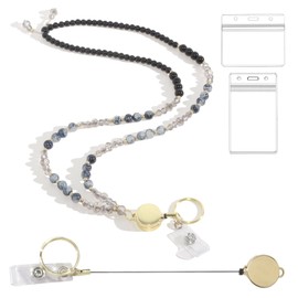 ID Badges and Keys Lanyard, Beaded Lanyards for Women and Teacher, Retractable Cute Lanyard for use in Schools, Hospitals, Offices and Cruise Ships
