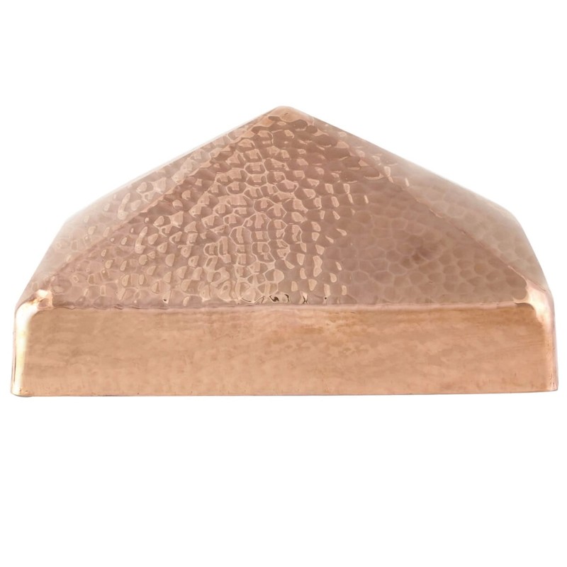 8x8 Hammered Copper Pyramid Post Caps (2-Pack) - Extended Lip