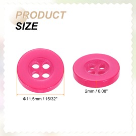 HARFINGTON 30 botones de costura de 18 litros de resina redondos de 11,5 mm, botones de repuesto planos de 4 agujeros para coser ropa y bricolaje, rosa