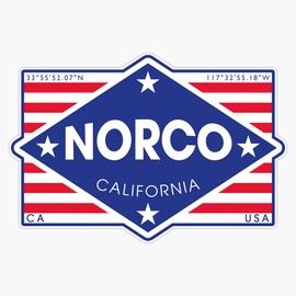 HOF Trading Norco, California - Diamond Flag Vinyl Sticker Waterproof Decal Laptop Wall Window Bumper Sticker 5"