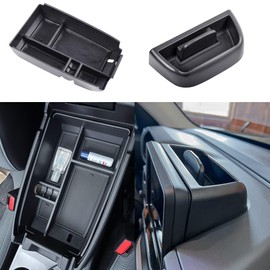 TACOBRO 2PCS Console Organizer Set Compatible with Ford Bronco Sport Accessories 2021 2022 2023 2024，Interior Center Console Dash Storage Tray and Armrest Secondary Storage Box, Not Fit 2025