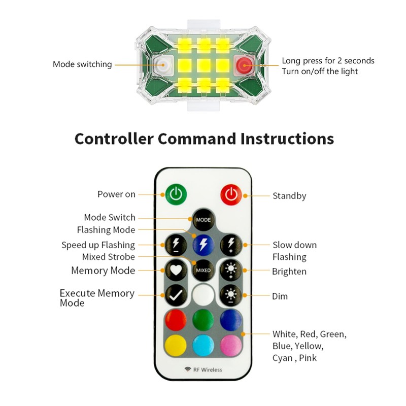 500mAh Wireless Led Strobe Lights with Remote Control Anti Collision