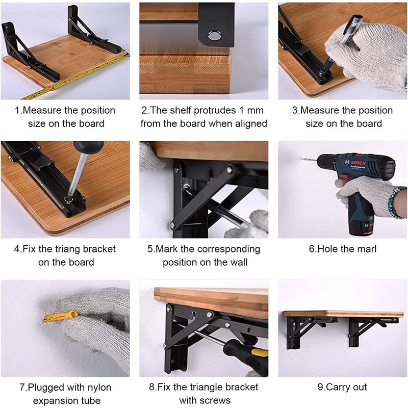 Folding Console Heavy Duty 250 mm, Stainless Steel Folding Shelf
