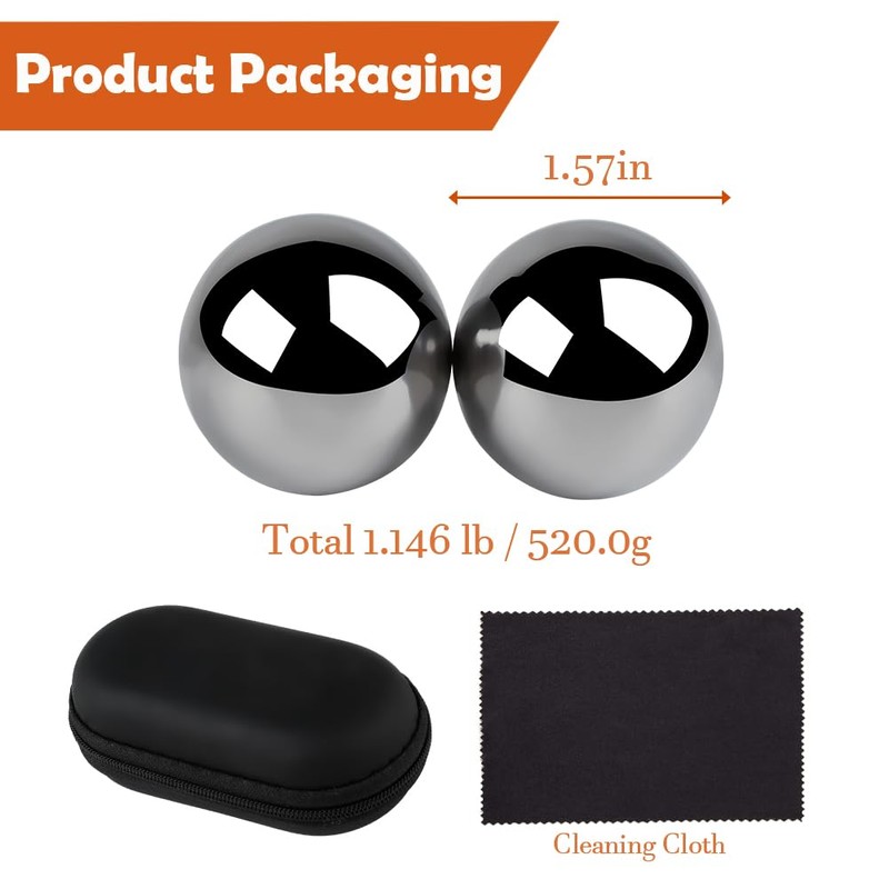 Chinese Baoding Balls for Hand Therapy: 1.57 Inch 1.146lb Meditation