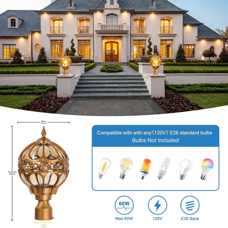 Zanritelit Outdoor Post Light Fixtures for Driveway Yard Patio Garden,