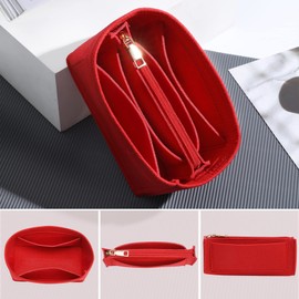 Doxo Purse Organizer Insert for Handbags Tote & Felt Organizer Bag in Bag Fit LV Neverfull Speedy ONTHEGO(Red,S)