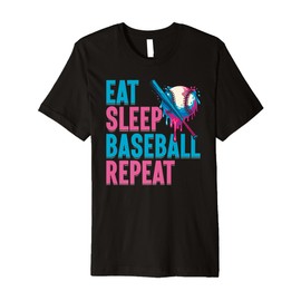 Eat Sleep Baseball Repeat Ice Cream Drip Baseball Pitcher Premium T-Shirt