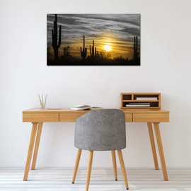 Artsbay Landscape Wall Art Sunset in Arizona Sonoran Desert Nature Landscape Saguaro Cactus Pictures Modern USA Southwest Scenery Home Decor Art Canvas Print Artwork for Living Room Ready to Hang