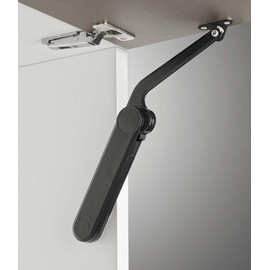 Gedotec Flap Holder High Folding Fitting Black Flap Fitting Maxi Push-to-Open Function | Flap Support Model D - 2.7-11.8 kg | Complete Set | 1 Set Flap Hinges for Kitchen Cabinets