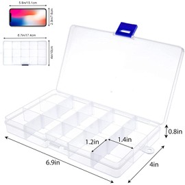 Gebildet Set of 4 Transparent Storage Case Accessory Parts Storage Box Plastic Organizer