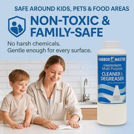 Harbor Master Heavy Duty Cleaning Concentrate, Industrial Strength, Biodegradable, Non-Toxic Degreaser for Kitchen, Bath, Garage, Marine, Engines and More, Multi-Surface Cleaner, Quart (32 Ounce)